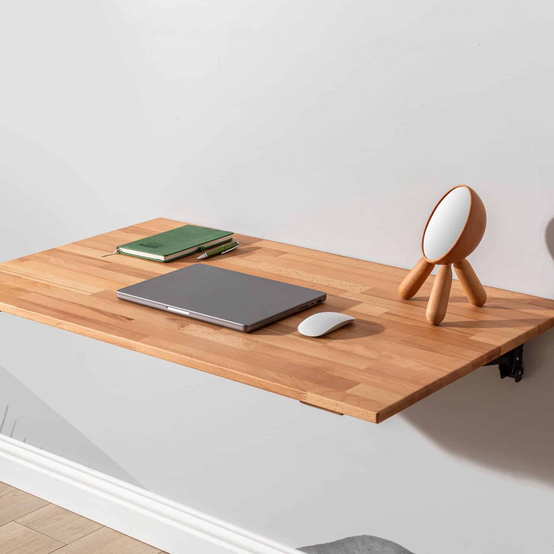 El Yapımı Kayın-Duvara Monte Katlanır Masa Mutfak Balkon Masası Laptop Çalışma Masası