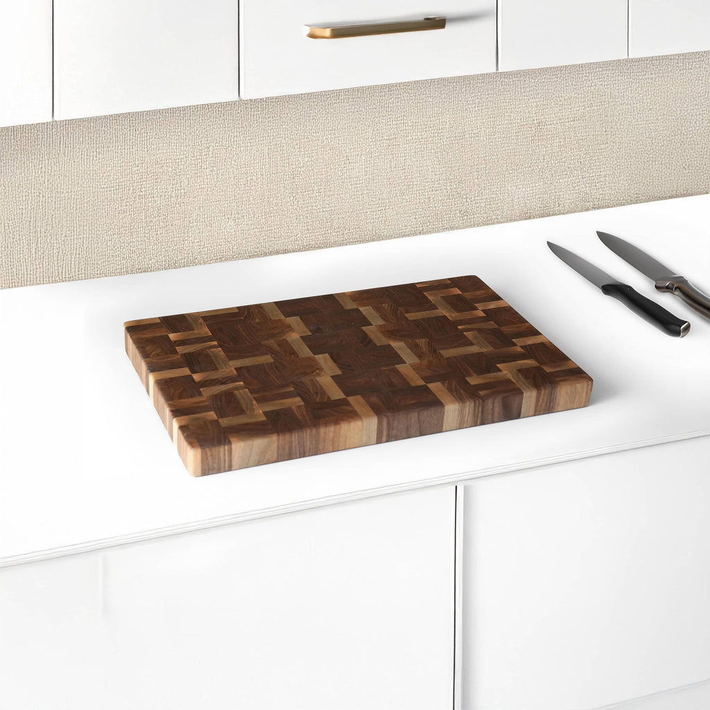 Mozaik Kesim Endgrain Ceviz Kesme Tahtası – El Yapımı Servis ve Sunum Tahtası | Gastronomi Profesyonelleri İçin Özel Tasarım