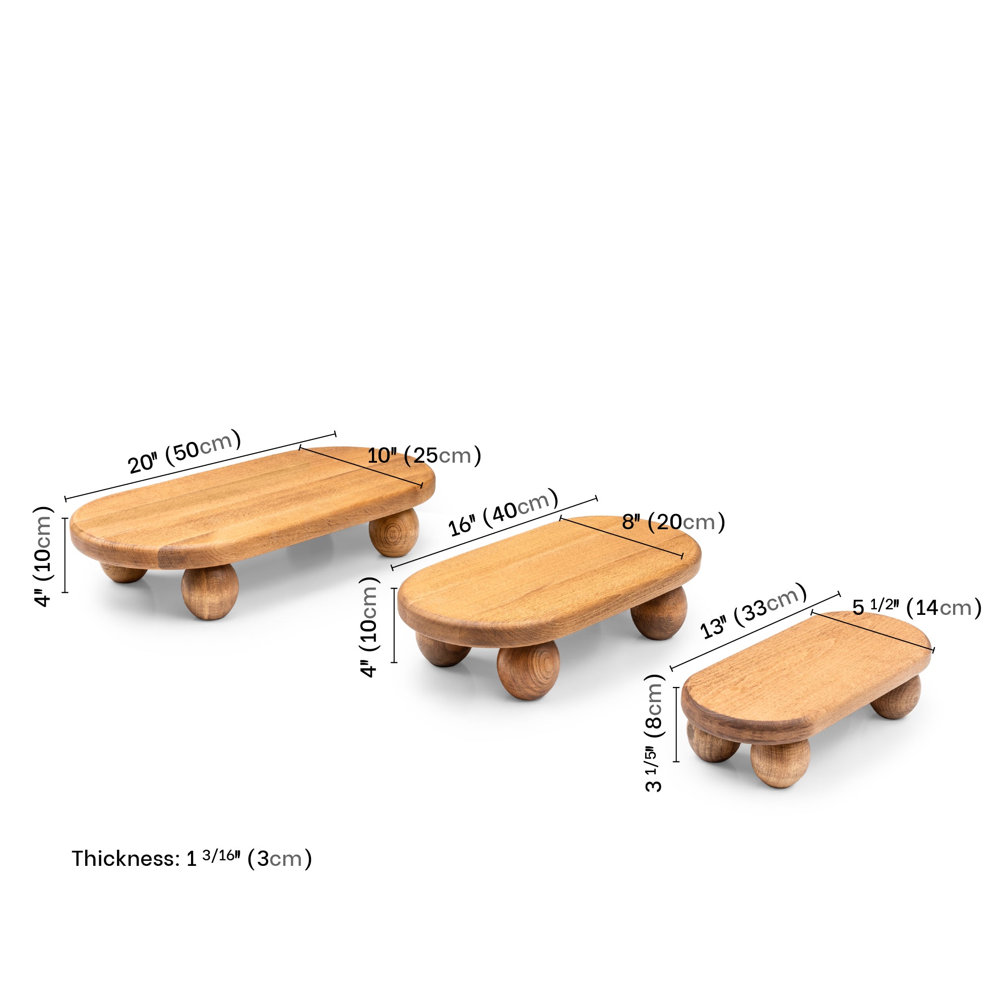 El Yapımı Ahşap Oval Sunum Standı - Kayın Ağacı
