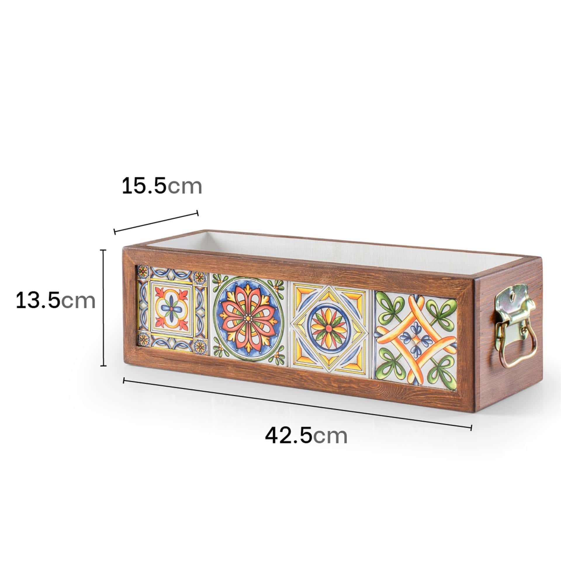 Meksika Çinili Ahşap Saksı-4 Çinili
