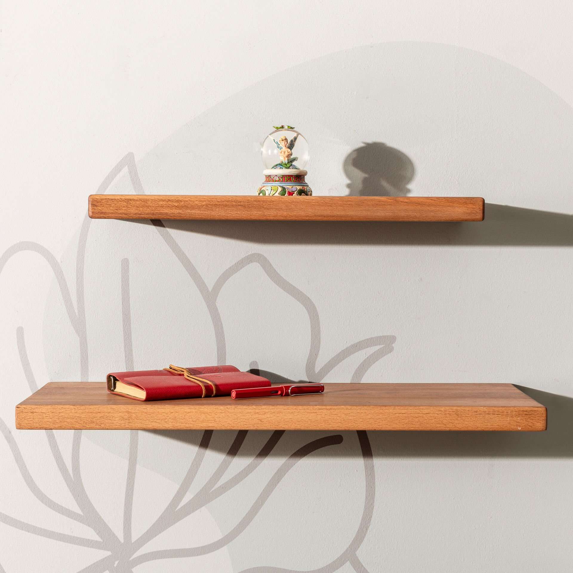 Ahşap Dekoratif Tasarım Duvar Raf Düzenleyici 50x20 cm Koyu Kahve-Küçük