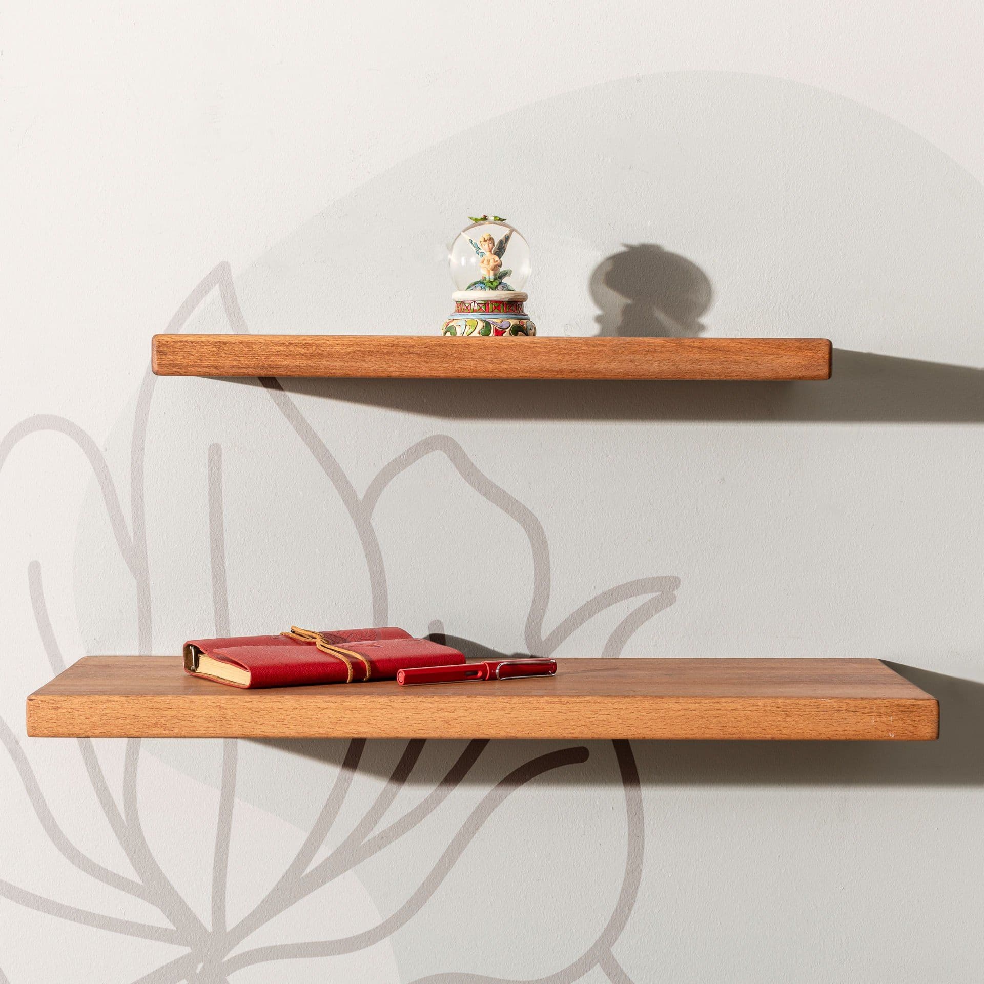 Ahşap Dekoratif Tasarım Duvar Raf Düzenleyici 60x25 cm Koyu Kahve-Büyük