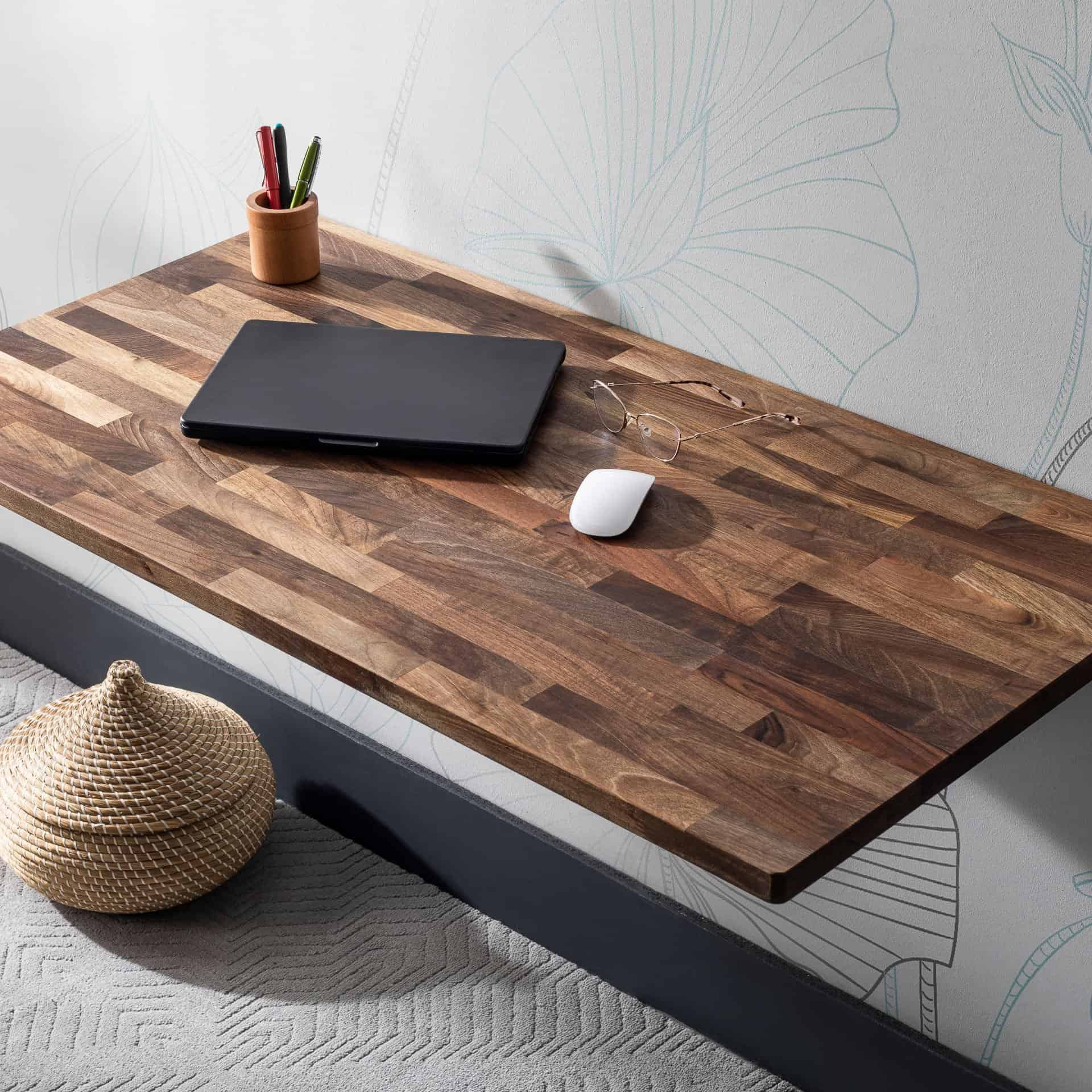 El Yapımı Doğal Ceviz-duvara Monte Katlanır Masa Mutfak Balkon Masası Laptop Çalışma Masası 50x90