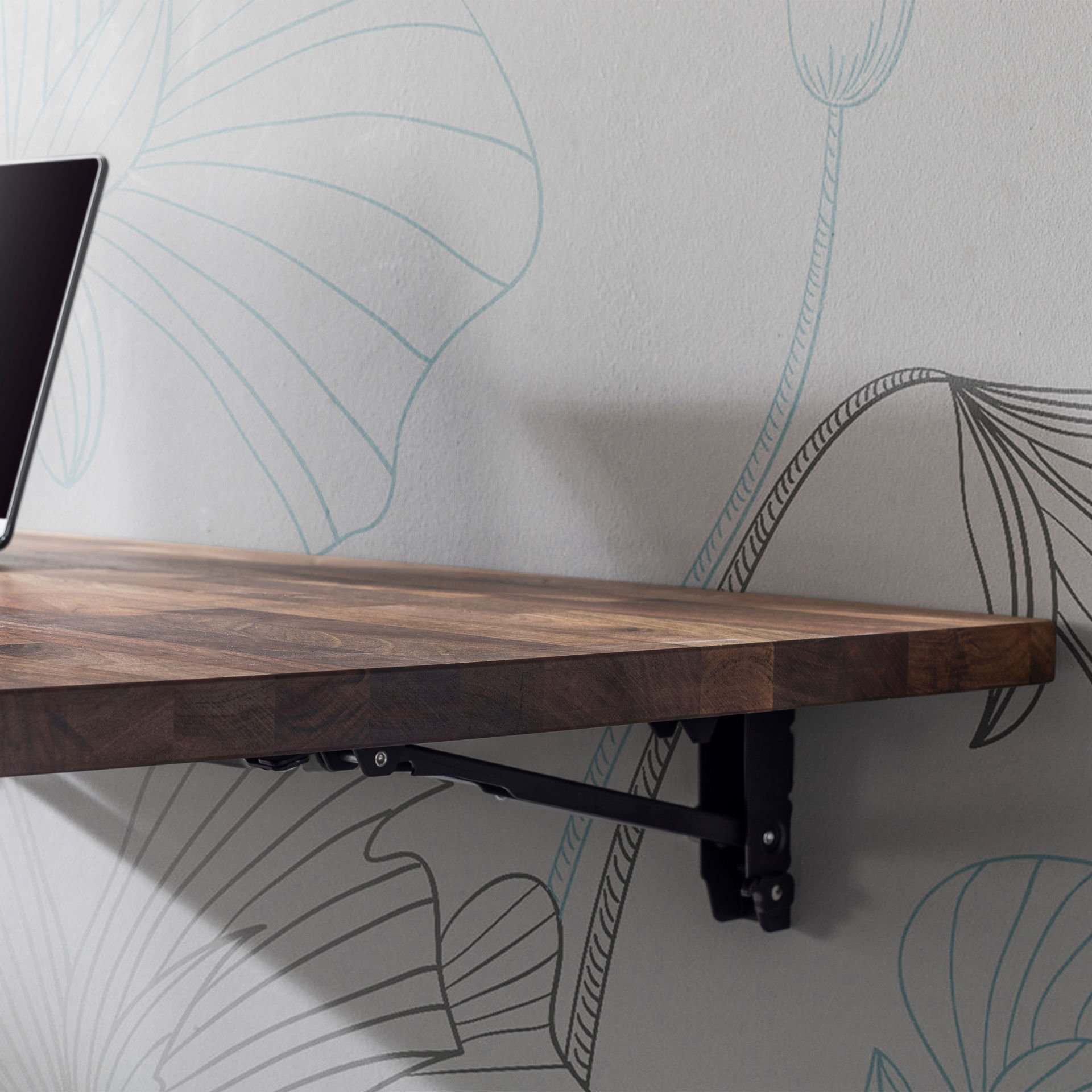 El Yapımı Doğal Ceviz-duvara Monte Katlanır Masa Mutfak Balkon Masası Laptop Çalışma Masası 50x90