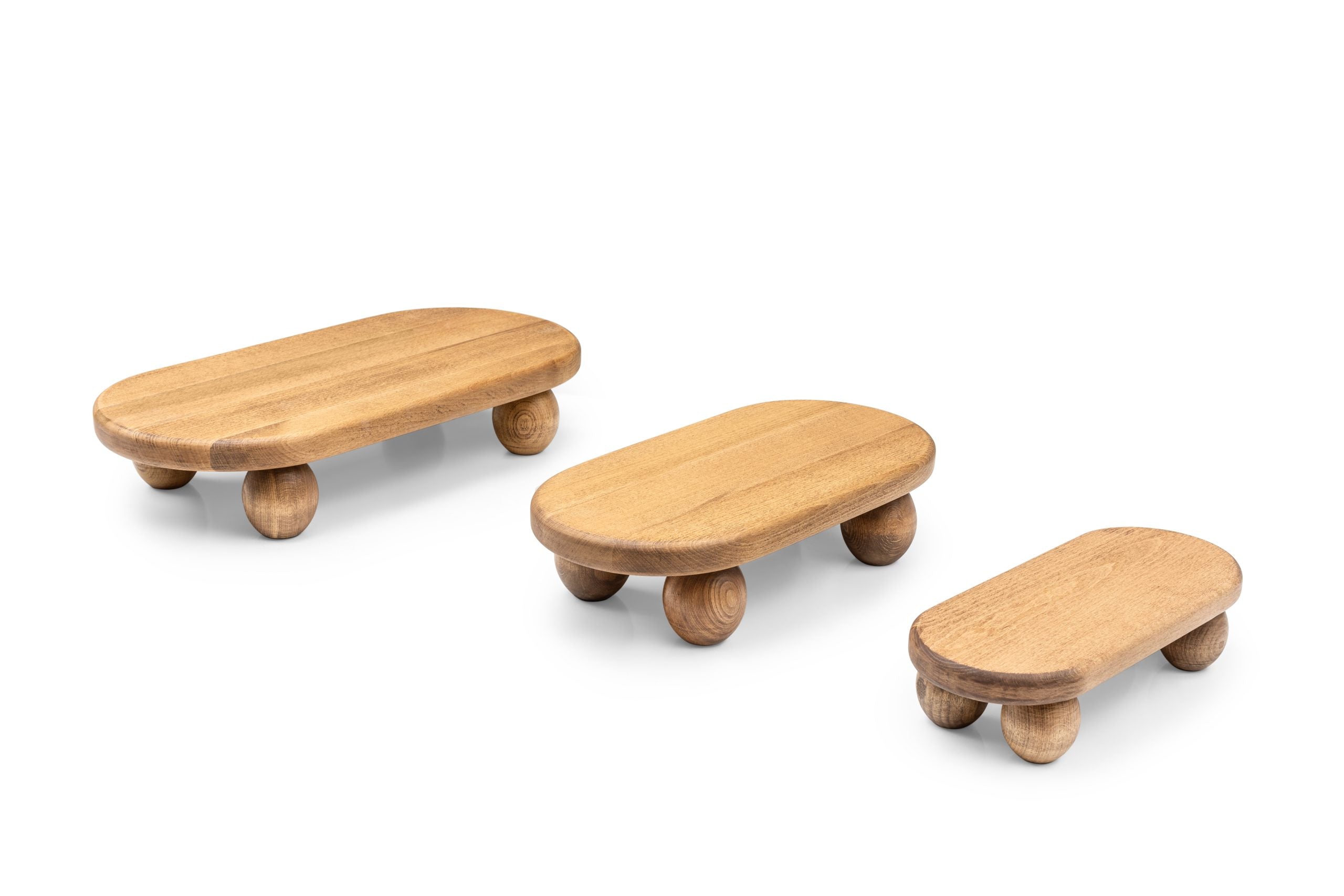 El Yapımı Ahşap Oval Sunum Standı - Kayın Ağacı